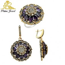 Gümüş Otantik Taşlı Set